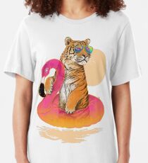 Chillin, Flamingo Tiger Slim Fit T-Shirt