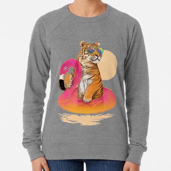 Chillin, Flamingo Tiger Lightweight Sweatshirt
