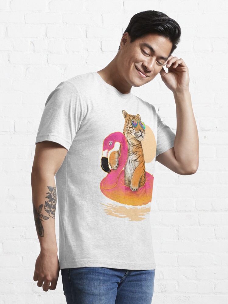 Alternate view of Chillin, Flamingo Tiger Essential T-Shirt