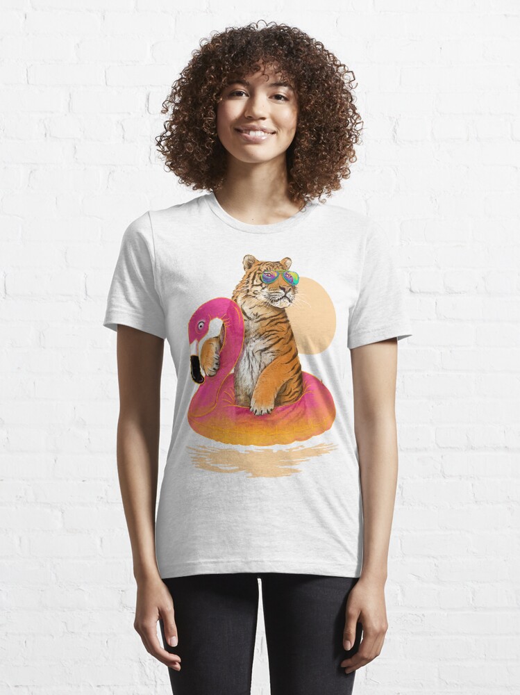 Alternate view of Chillin, Flamingo Tiger Essential T-Shirt