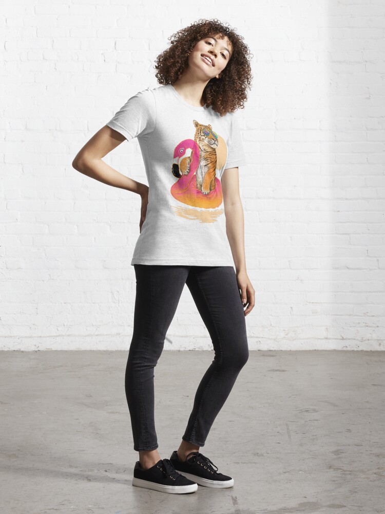 Alternate view of Chillin, Flamingo Tiger Essential T-Shirt
