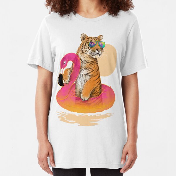 Chillin, Flamingo Tiger Slim Fit T-Shirt