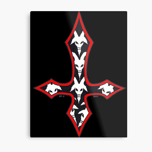 INVERTED RED GOAT CROSS - Art By Kev G Metal Print
