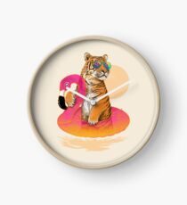 Chillin, Flamingo Tiger Clock