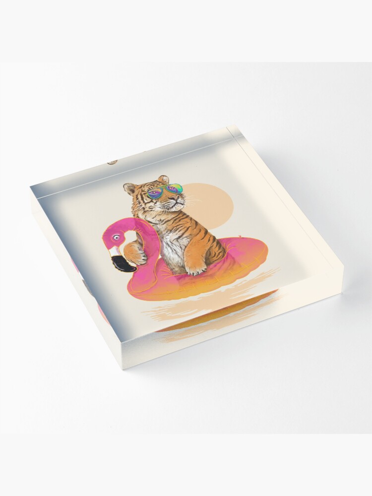 Alternate view of Chillin, Flamingo Tiger Acrylic Block