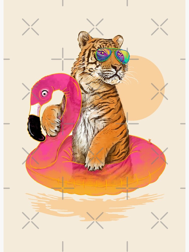 Thumbnail 2 of 2, Art Board Print, Chillin, Flamingo Tiger designed and sold by 38Sunsets.