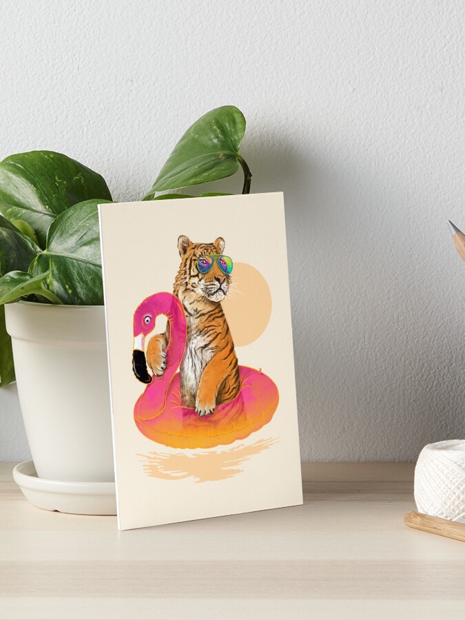 Thumbnail 1 of 2, Art Board Print, Chillin, Flamingo Tiger designed and sold by 38Sunsets.