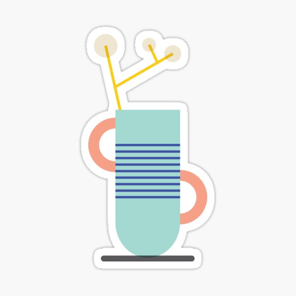 Striped turquoise Vase with pink handles Sticker