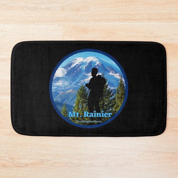 Item preview, Mt. Rainier in Washington State.  Circle round shape with male hiker. designed and sold by Kona Linda.