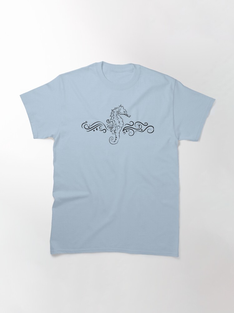 Thumbnail 3 of 7, Classic T-Shirt, Seahorse 2 | Digital illustration | seahorse | horsin' around | Sea drawing designed and sold by NSoulliardArt.