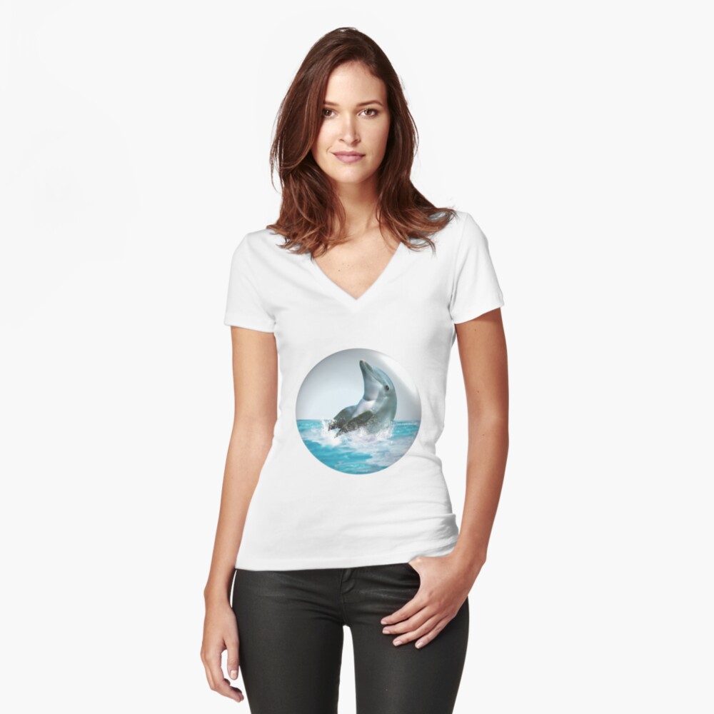 Item preview, Fitted V-Neck T-Shirt designed and sold by DolphinPod.