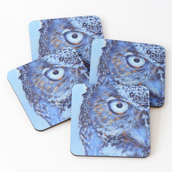 Item preview, Winter Snowfall Art Portrait Great Horned Owl Bird Face designed and sold by TheWildFlix.