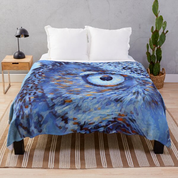 Item preview, Winter Snowfall Art Portrait Great Horned Owl Bird Face designed and sold by TheWildFlix.
