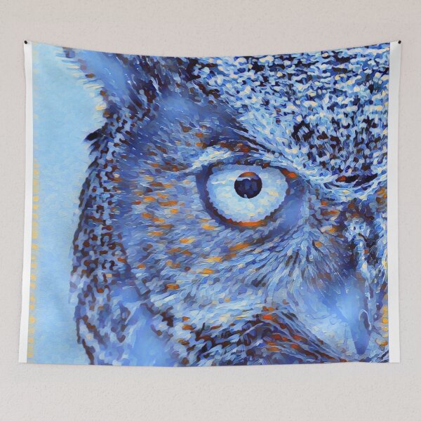 Item preview, Winter Snowfall Art Portrait Great Horned Owl Bird Face designed and sold by TheWildFlix.