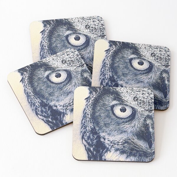 Item preview, Ocean Waves Art Portrait Great Horned Owl Bird Face designed and sold by TheWildFlix.