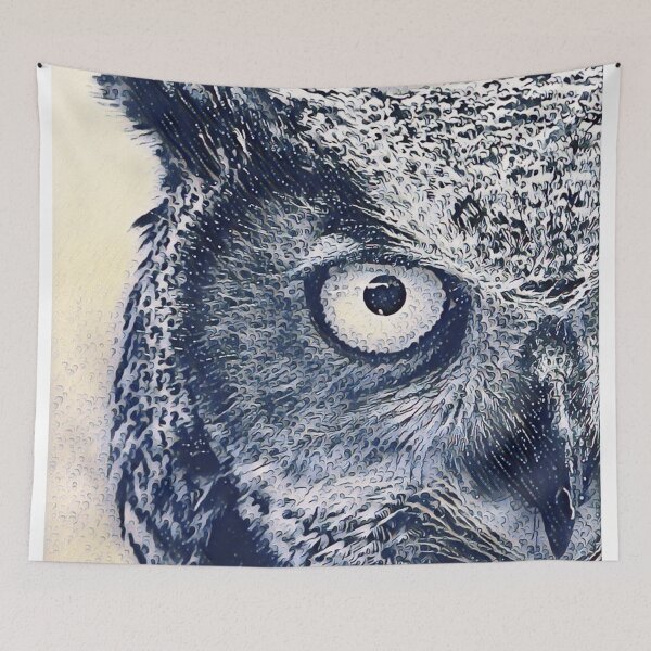 Item preview, Ocean Waves Art Portrait Great Horned Owl Bird Face designed and sold by TheWildFlix.