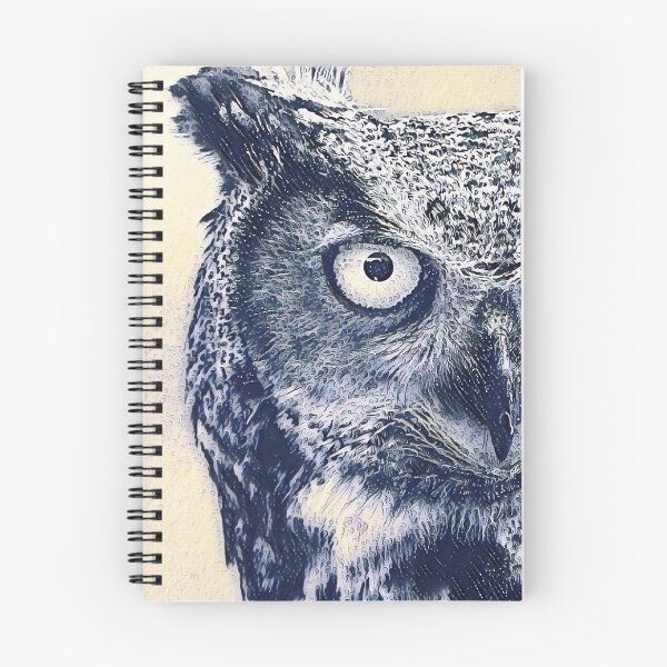 Item preview, Ocean Waves Art Portrait Great Horned Owl Bird Face designed and sold by TheWildFlix.