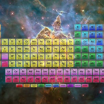 Artwork thumbnail, 118 Element Color Periodic Table - Stars and Nebula by sciencenotes
