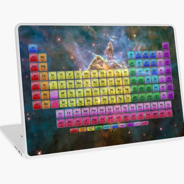 118 Element Color Periodic Table - Stars and Nebula Laptop Skin