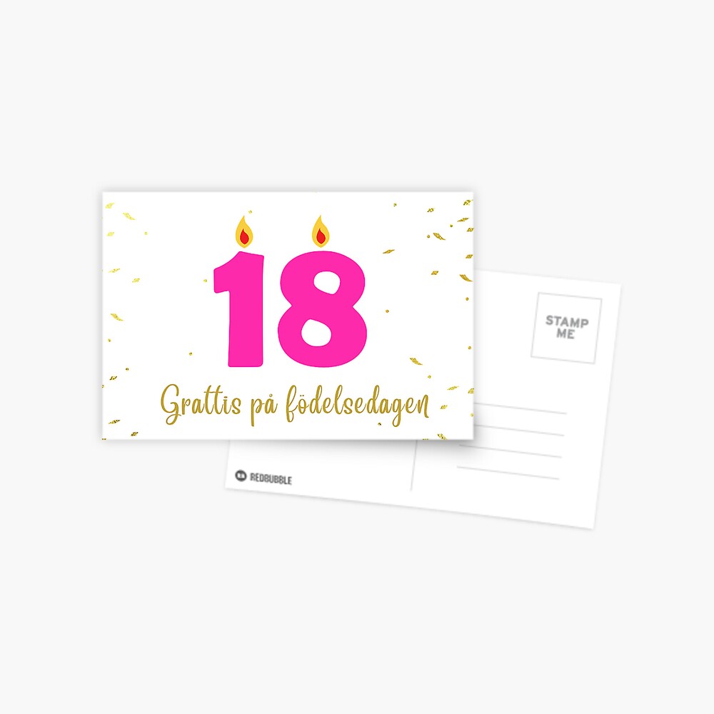 "Schwedische Glückwunschkarte zum 18. Geburtstag mit Text in