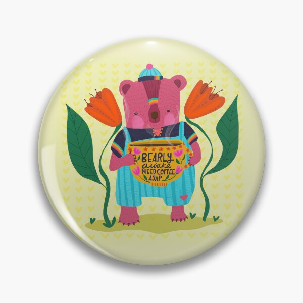 Item preview, Bearly Awake Need Coffee Cute Bear Illustration  designed and sold by Kathy Osborne Studio.