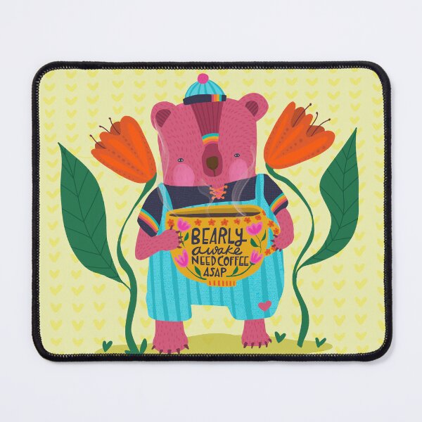Item preview, Bearly Awake Need Coffee Cute Bear Illustration designed and sold by Kathy Osborne Studio.