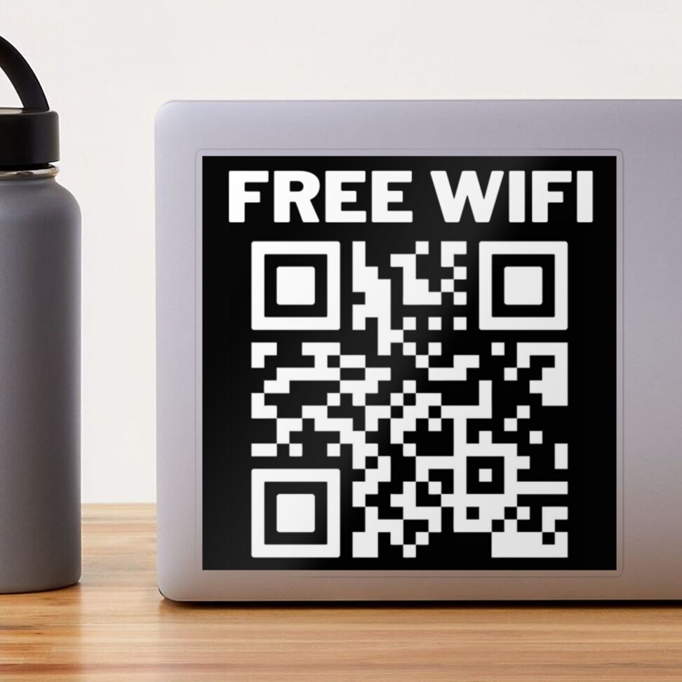 Witty Yeti Ad-Free, Realistic 2x2IN Fake WiFi Rick Roll QR Code Stickers 25  Pack. Best Bulk Practical Joke Novelty Set for April Fools. Trick Friends