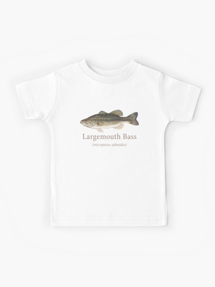 Largemouth Bass Portrait with Scientific Name Kids T-Shirt for