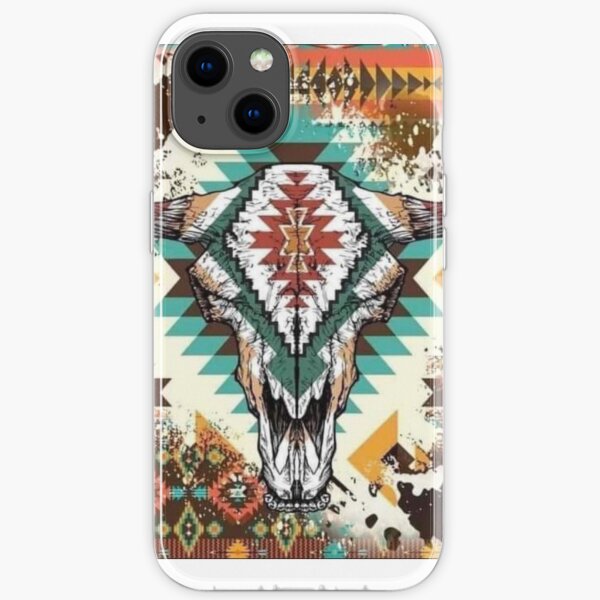 Aztec Cow Print Bull Skull  iPhone Soft Case