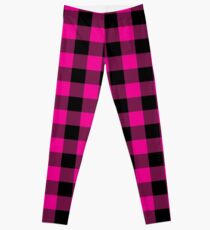 Classic Fuchsia and Black Lumberjack Buffalo Plaid Fabric Leggings