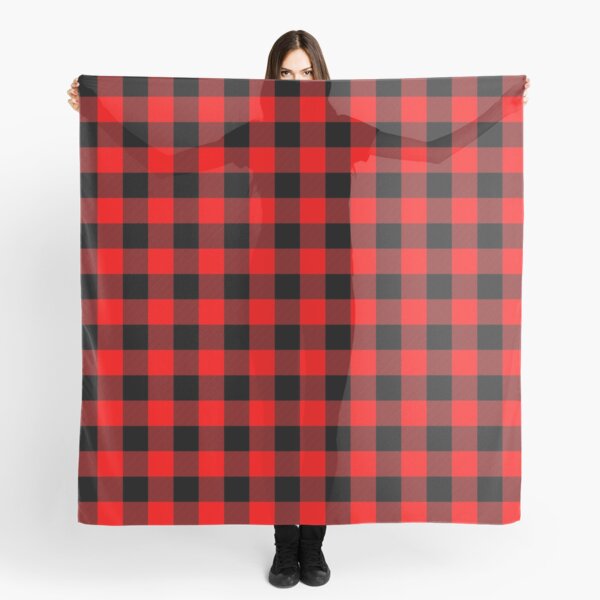 Classic Dark Red and Black Lumberjack Buffalo Plaid Fabric Scarf