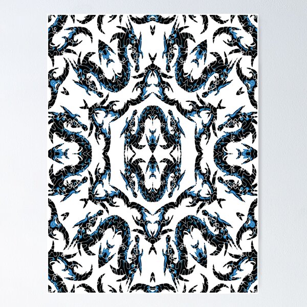 Item preview, Turquoise And Black Metallic Mythical Dragon Chinoiserie  designed and sold by DesignLust.