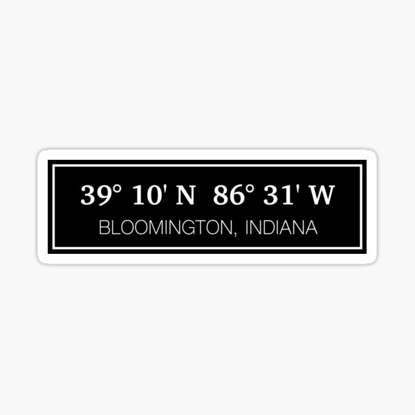 Bloomington, IN Black Block Coordinates Sticker Sticker