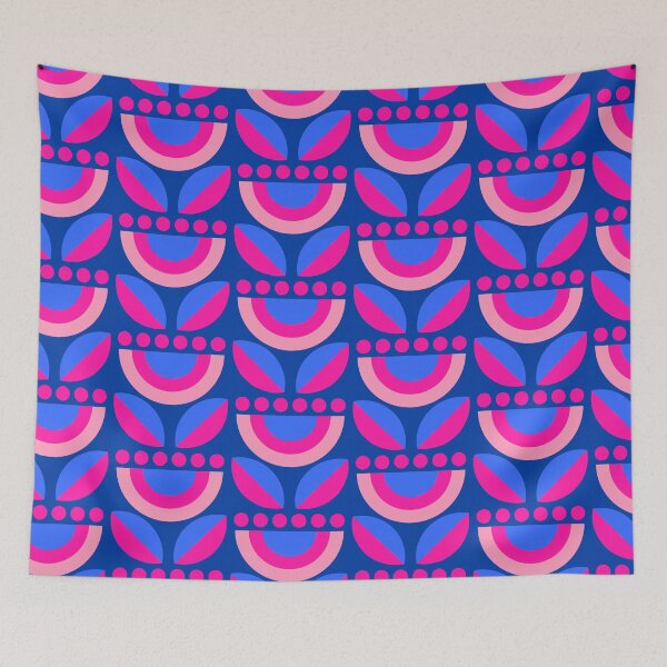 Item preview, Minimalist Floral in Blue + Pink designed and sold by latheandquill.