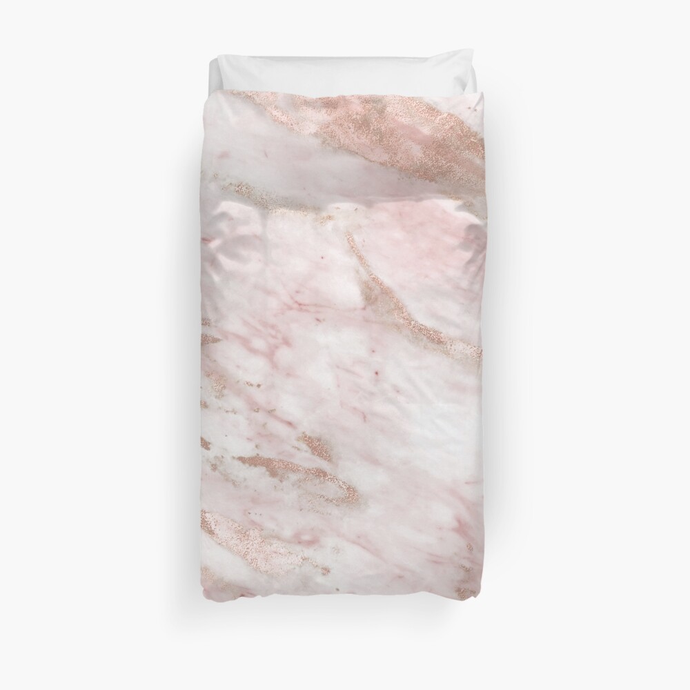 Pink marble - rose gold accents Duvet Cover
