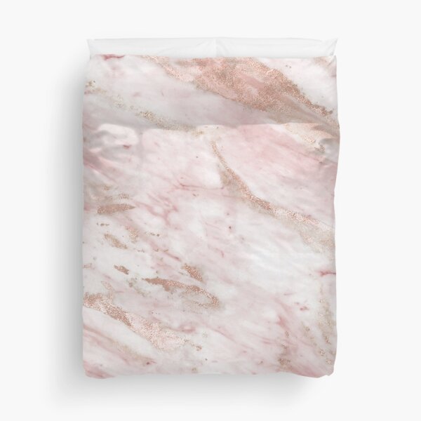 Pink marble - rose gold accents Duvet Cover