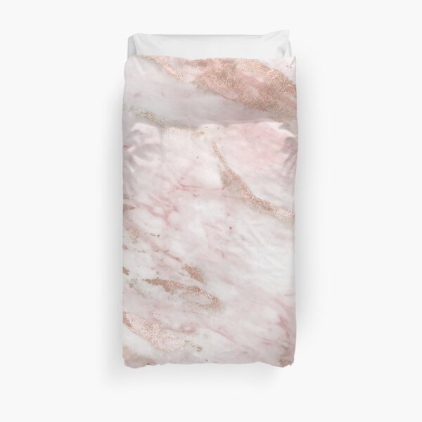 Pink marble - rose gold accents Duvet Cover