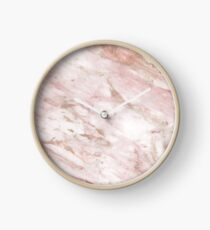 Pink marble - rose gold accents Clock