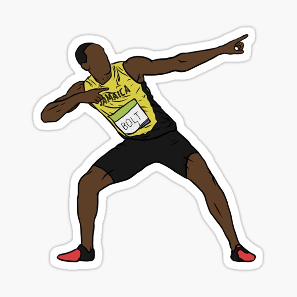 "Usain Bolt Celebration" Sticker for Sale by RatTrapTees | Redbubble
