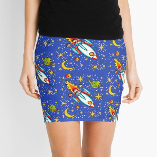Rocket to the Stars - Art By Kev G Mini Skirt