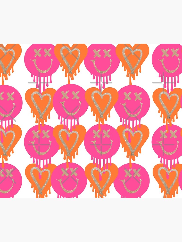 drippy smiley hearts - pink and orange by juliasantos5