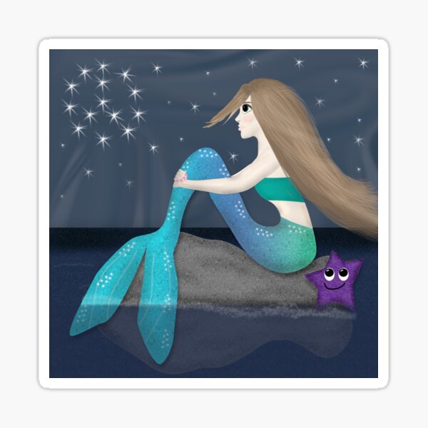Mermaid and Starfish Sticker