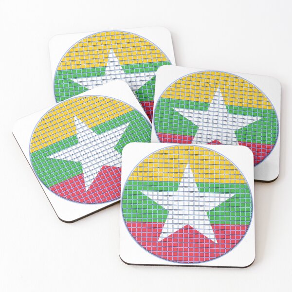 Item preview, Myanmar Flag Rounded - Squares Pixel  designed and sold by MoonElite.