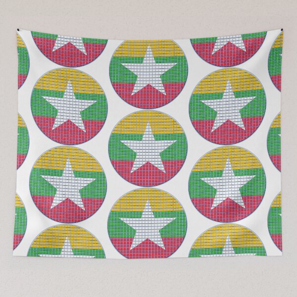 Item preview, Myanmar Flag Rounded - Squares Pixel  designed and sold by MoonElite.