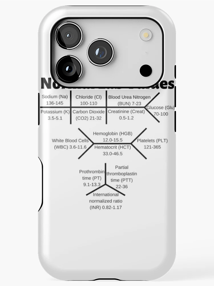 Thumbnail 1 of 4, iPhone Case, Normal Lab Values Ranges Mini Chart designed and sold by Caregiverology.