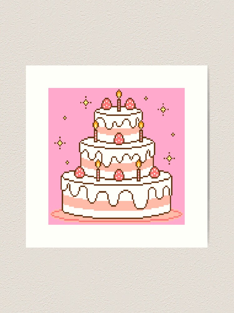 Premium Vector | Pixel art of a cake