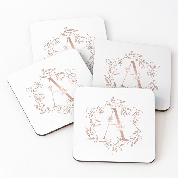 Item preview, Cute Rose Gold Floral Monogram A designed and sold by ModernStyleBoho.