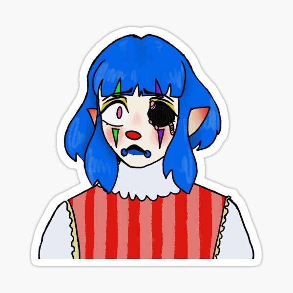worm eye clown girl Sticker