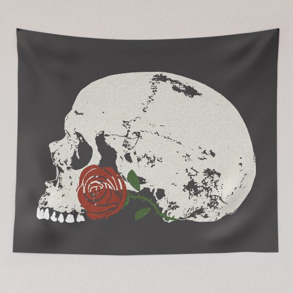 Item preview, Skull with red rose in crackle pattern. designed and sold by RawSunArt.