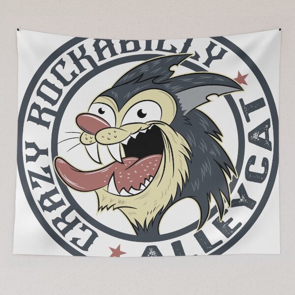 Item preview, Cool alleycat with rockabilly text and very crazy pose designed and sold by kamui7mx.